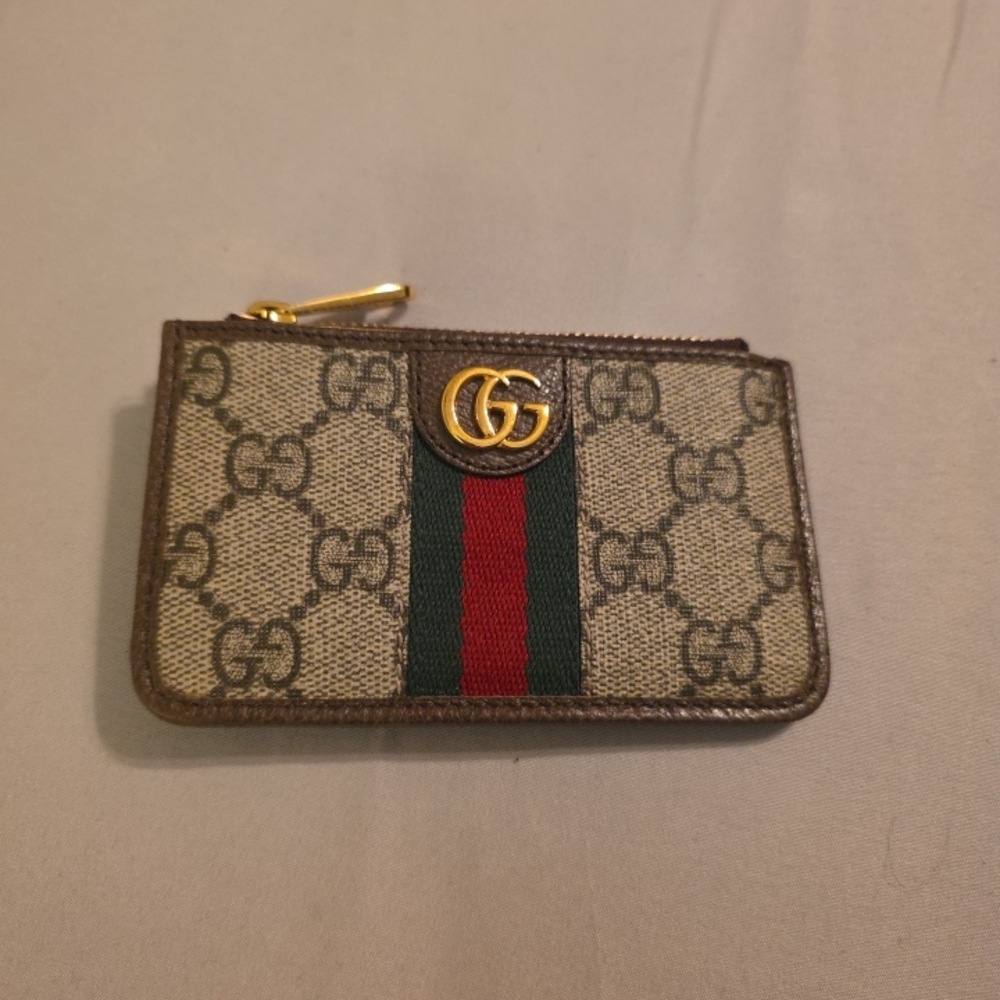 Gucci Beige and Brown Wallet with Red and Green Stripe
